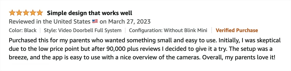 A third customer review, describing the setup as a breeze