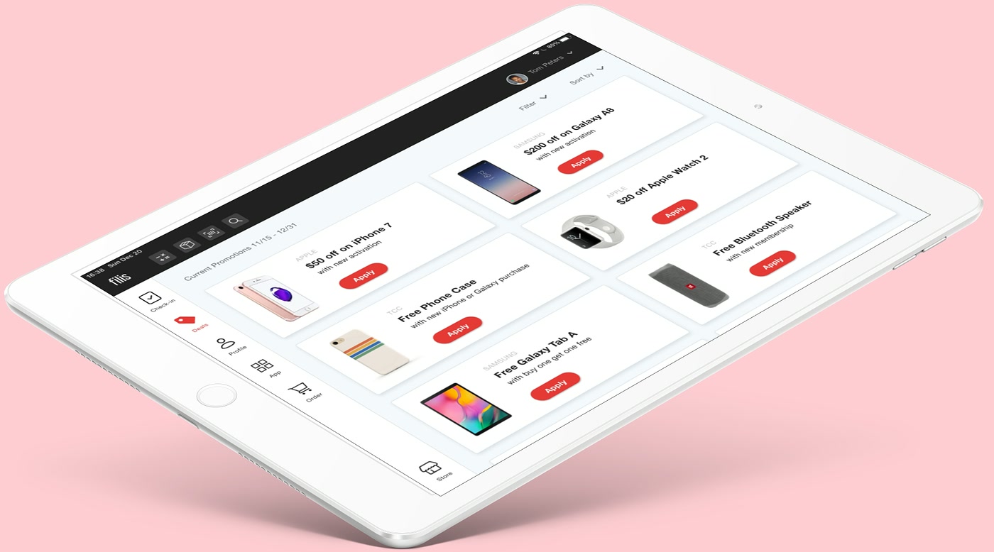 The point-of-sale app on a tablet, showing the current promotions screen