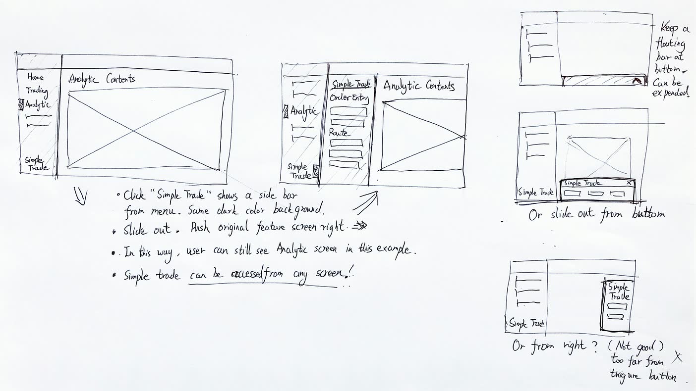 Concept B sketch: a slide-up banner summoned from any screen